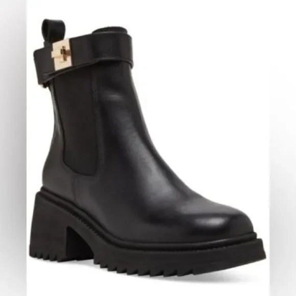 New Steve Madden Women's Gates Buckle-Detailed Lug-Sole Booties Size 7.5 - Picture 9 of 9